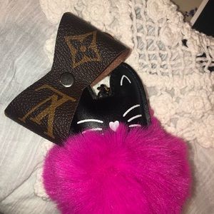 Cat keychain, Fur pom pom, Purse Charm
